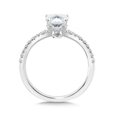 Oval-Cut Chevron-Shaped Hidden Halo Diamond Engagement Ring